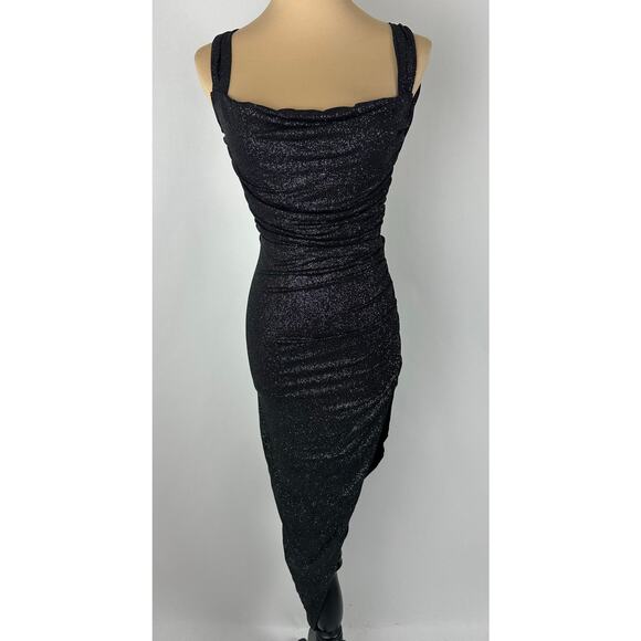 Lucy in the Sky Size XS Black Silver Glitter Dress Cocktail Party NYE Stretch - Picture 4 of 16